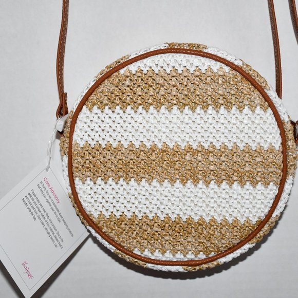 thirtyone Bags Thirty One Roundabout Crossbody White Stripe Straw